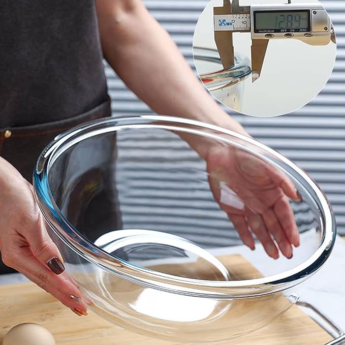 Glass Mixing Bowls with Lids Set, 8 Pieces Glass Salad Bowl Set with Lids(0.6QT,1.1QT,2.2QT,4QT) High Brosilicate Microwave Bowls for Kitchen Baking, Great Gift