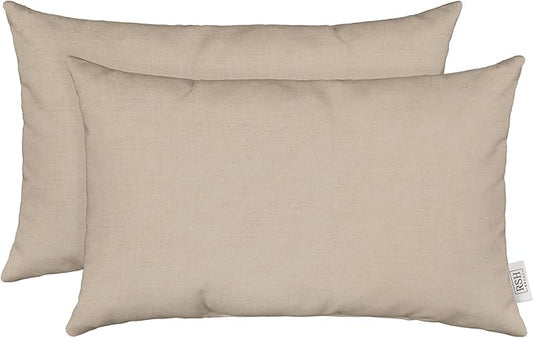 RSH Décor Sunbrella Jumbo Lumbar Pillow Covers – Set of 2 | 26" x 16" | Outdoor Use – Patio, Lounge, Adirondack, Deck | Water & Fade-Resistant | Play Oat | Includes Down-Alternative Inserts