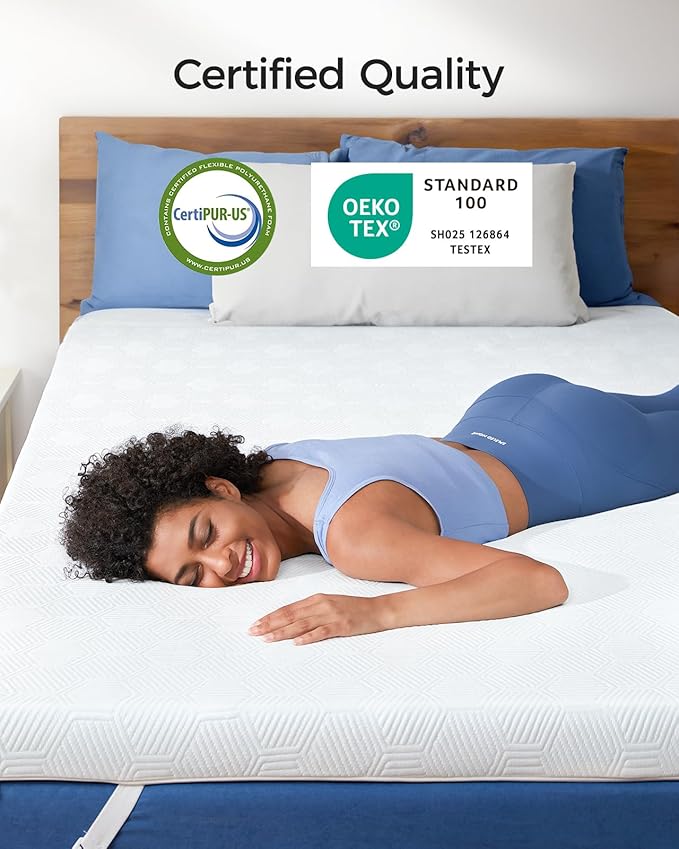 Dreamsmith 3 Inch Gel Memory Foam Mattress Topper Twin, Breathable Pressure Relief, High Density Pad, Washable Cover with Elastic Straps & Non-Slip Bottom, CertiPUR-US Certified, Cooling