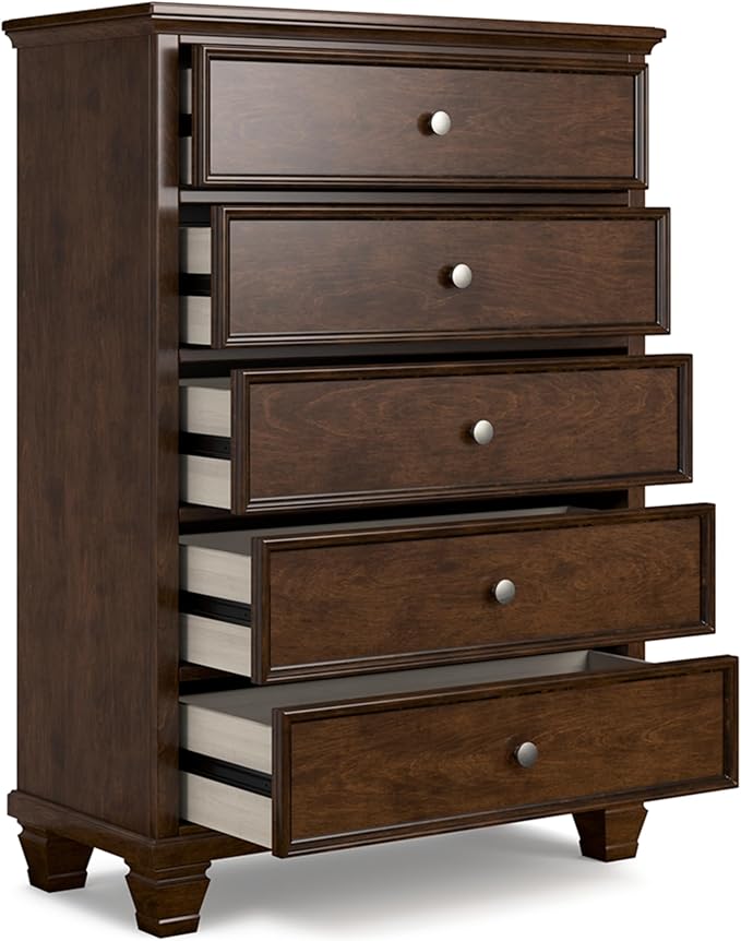 Signature Design by Ashley Danabrin Traditional 5 Drawer Chest for Bedroom, Dark Brown