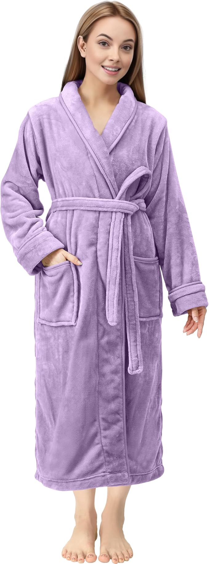 NY Threads Premium Womens Robe, Plush Fleece Long Bath Robe for Women, Fluffy Soft Women's Bathrobe