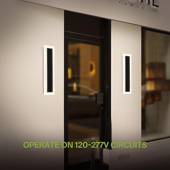 ASD LED 24" Long Wall Mount Light Fixture, Outdoor & Indoor Linear Sconce | RGBW, Smart, Waterproof, Anti-Rust, ETL Listed | 18W 1000LM 2700-6500K 100-277V | Exterior Porch Lighting | Black