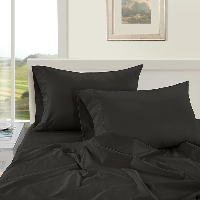 LANE LINEN Pillows Queen Size Set of 2, Soft 100% Egyptian Cotton, Cool & Smooth Pillow Cases - Black