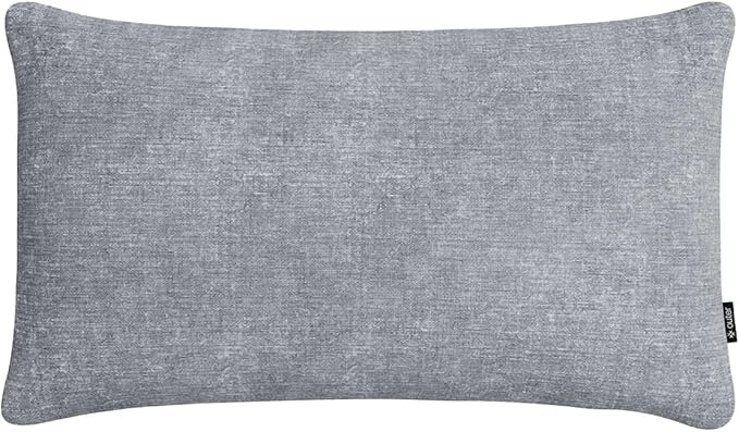 Outer Outdoor Throw Pillow with OuterWeave Performance Fabric, Decorative Outdoor Pillow for Patio & Outdoor Furniture, Includes Machine Washable Pillow Cover and Insert - Pacific Fog Gray, 12"x20"