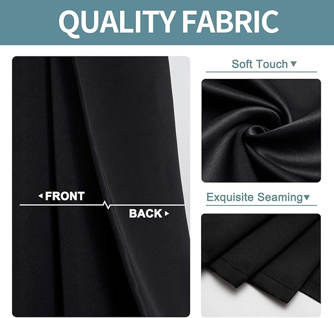ChrisDowa Grommet Blackout Curtains for Bedroom and Living Room - 2 Panels Set Thermal Insulated Room Darkening Curtains (Black, 52 x 45 Inch)