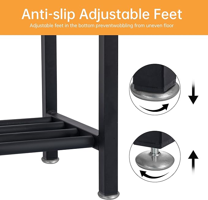 Industrial Solid Wood Console Table, 2 Tier Entryway Table with Storage Shelves, Narrow Sofa Table for Living Room, Hallway, Foyer, Entryway, Rustic Brown