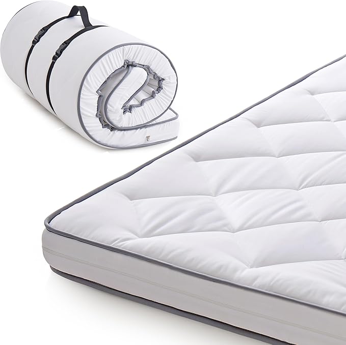 4Inch Twin Floor Mattress,3-Layer Structure Cot Mattress Topper,Gel Memory Foam,Removable Thickened Cover,Portable Roll Up Sleep Pad(75X38X4“)