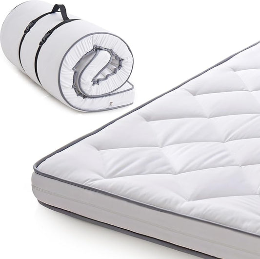 4Inch Twin Floor Mattress,3-Layer Structure Cot Mattress Topper,Gel Memory Foam,Removable Thickened Cover,Portable Roll Up Sleep Pad(75X38X4“)