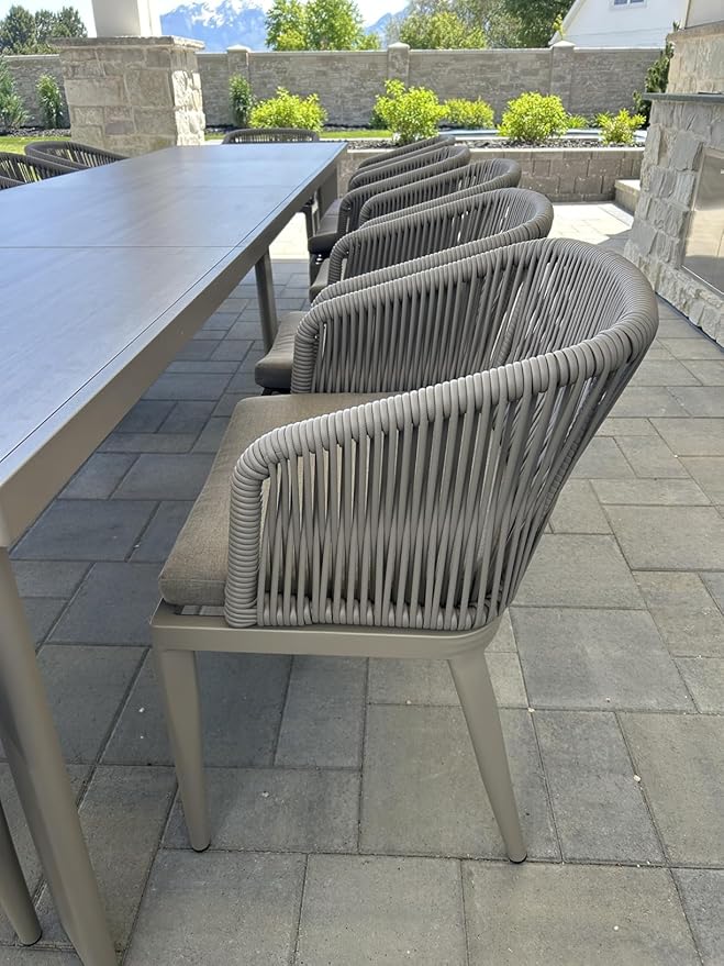 PURPLE LEAF 13 Pieces Outdoor Dining Set Patio Dining Furniture Set Aluminum Rattan Wicker Outdoor Dining Table and Chairs Set for 12 for Lawn Porch Deck Champagne