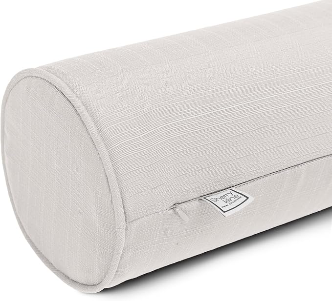 Sherry Kline Sunrise Indoor/Outdoor Neck Bolster Corded Edge Filled Pillow Eggshell 6"x18" Set of 2