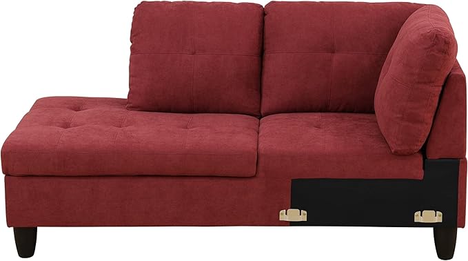 NicBex Sectional Couch 2 Pieces 66.5" L Sofa with Left Chaise Flannel L Shaped Cloud Couch for Living Room Furniture Sets with Cushion, Modular Sofa for Living Room & Small Apartment, Red
