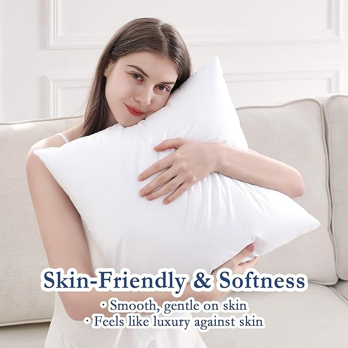 puredown® 24x24 Outdoor Pillow Inserts, Set of 2, Fluffy Soft Water-Resistant Down Alternative Square Form Sham Stuffer for Porch Swing Sofa Couch Cushion Patio Furniture