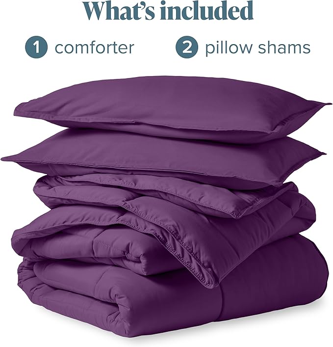 Bare Home Comforter Set - Oversized King Size - Ultra-Soft - Goose Down Alternative - Premium 1800 Series - All Season Warmth (Oversized King, Plum)