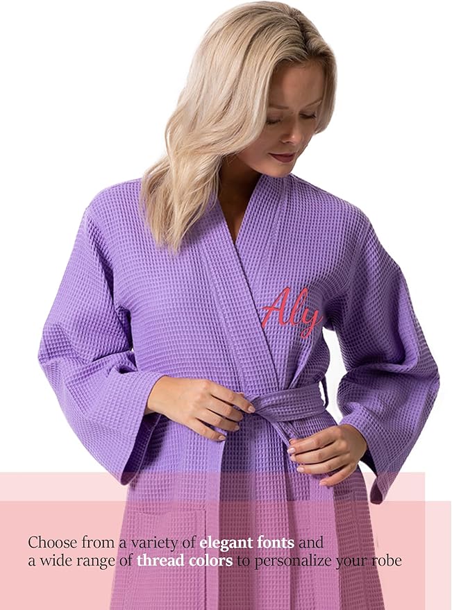 Waffle Knit Lightweight Kimono Spa & Bath Robes for Women - Quick Dry - Soft