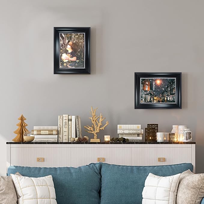 GraduationMall 5x7 Picture Frames, Real Glass, Display Photos for Wall or Tabletop, Black with Silver Beads, 2-Pack