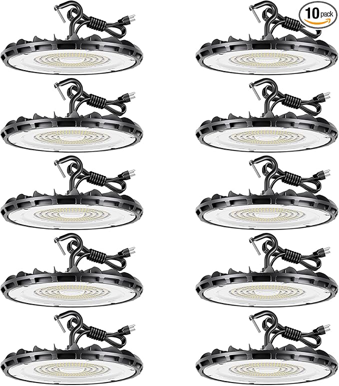 150W 10 Pack UFO LED High Bay Light, High Bay LED Shop Lights for Warehouse Workshop, 16,500LM, 5000K Daylight, Highbay LED Shop Lights Plug & Play, IP65 Waterproof UL Listed