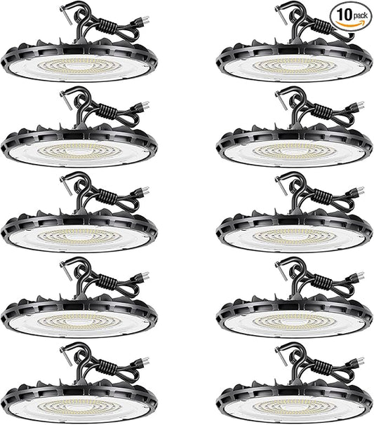 150W 10 Pack UFO LED High Bay Light, High Bay LED Shop Lights for Warehouse Workshop, 16,500LM, 5000K Daylight, Highbay LED Shop Lights Plug & Play, IP65 Waterproof UL Listed