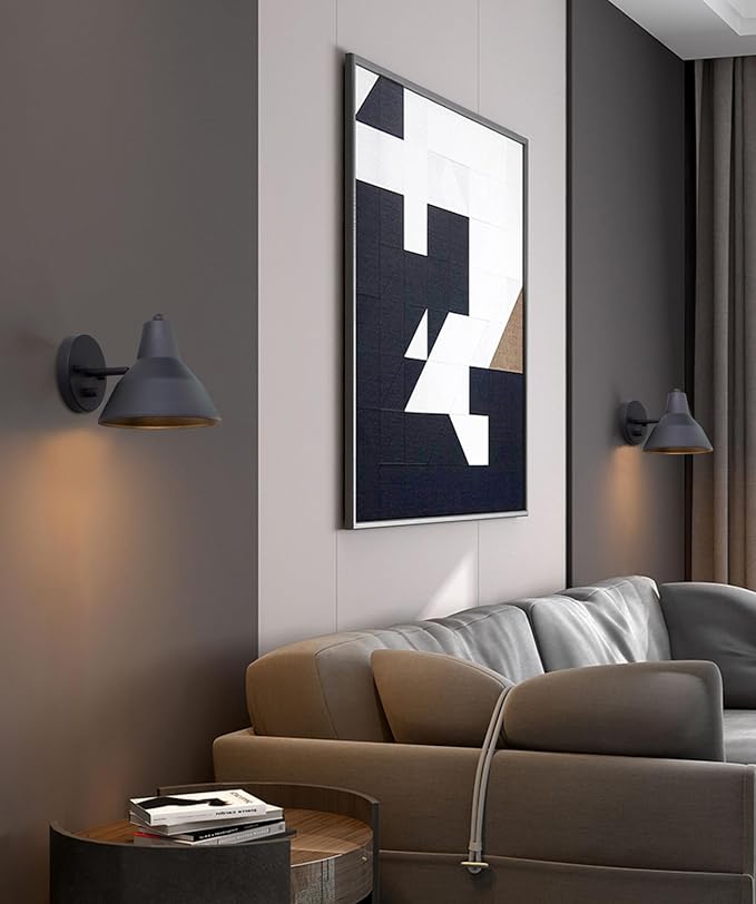 Yosoan Indoor Vanity Wall Sconce with Dimming On Off switch, 1-Light Hardwired Vintage Wall Mount Metal Lamp Fixture with 6.89" Bowl Metal Shade in-Build Gold Bedside Reading Bedroom Bunk Light(Black)