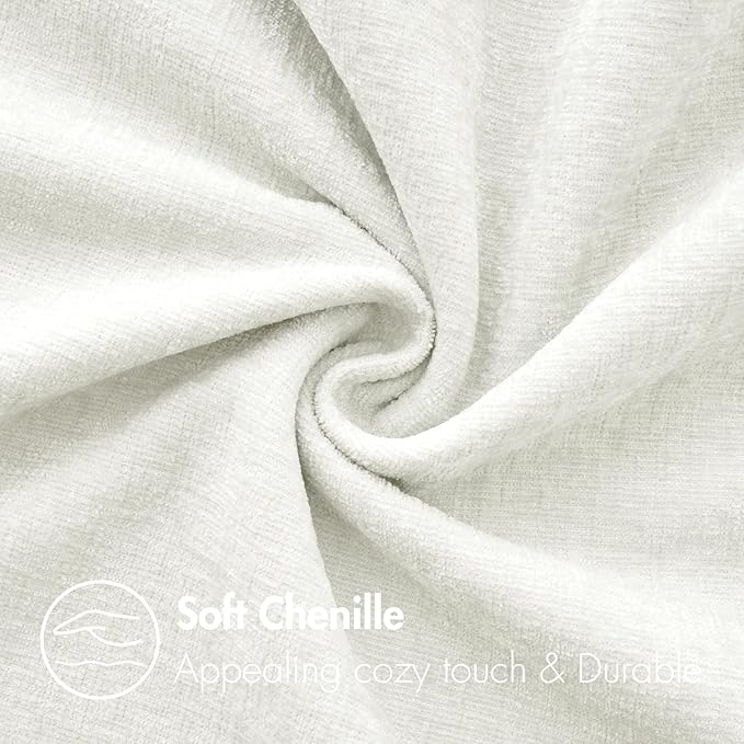 MIULEE Pack of 2 Couch Throw Pillow Covers 18x18 Inch Soft White Chenille Pillow Covers for Sofa Living Room Solid Dyed Pillow Cases