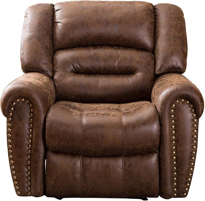 ANJ Electric Power Recliner Set of 2, Breathable Bonded Leather Reclining Chair Classic Home Theater Recliners Seating W/USB Port, Electric Recliner Chairs for Living Room (Nut Brown)