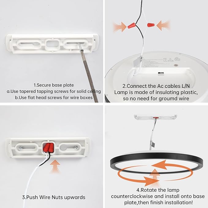 TALOYA 10 Inch Black LED Ceiling Light Fixture Flush Mount, 5-in-1 CCT Selectable (3000K/3500K/4000K/5000K/6500K), 2000LM 0.94inch Thickness Low Profile Surface Mounted Light Fixture for Hallway