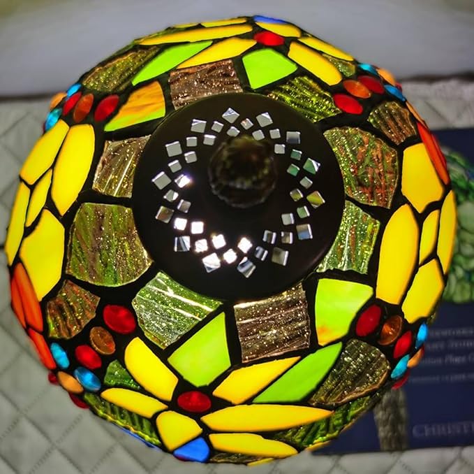 Tiffany Lamp Rose Flower Stained Glass Table Lamp for Bedroom,3 Colors Temperatures Nightstand Bedside LED Home Office Desk Lamp 8X8X14 Inch Tall Small Accent Table lamp for Living Room Hotel