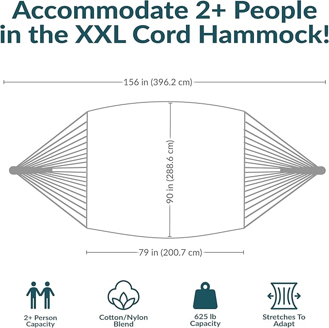 Sunnydaze Handwoven XXL Thick Cord Mayan Double Hammock for Outside - 625-Pound Capacity Heavy-Duty Outdoor Hammock - Natural