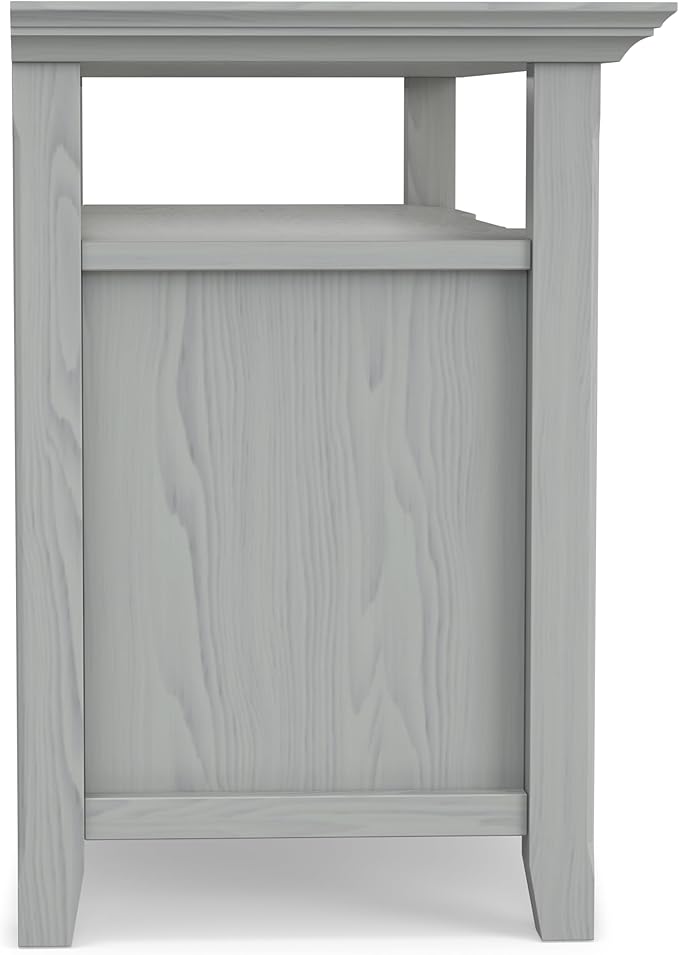 SIMPLIHOME Amherst 54-inch Wide Solid Wood TV Stand in Fog Grey, Transitional-Style Media Console for Living Room with Adjustable Shelves and Cable Management