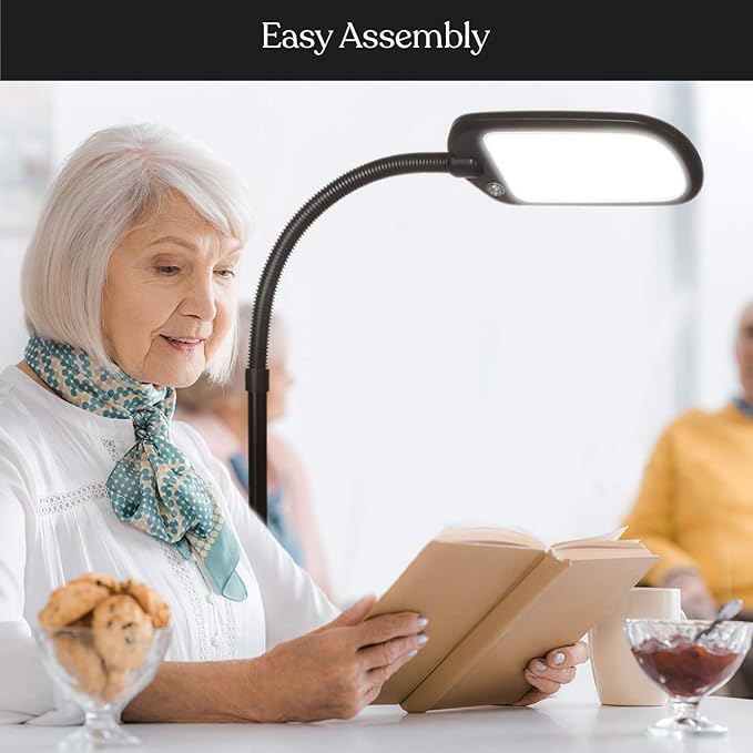 Brightech Litespan Slim LED Floor Reading Lamp - Tall with Adjustable Gooseneck, Dimmable for Living Rooms, Offices & Bedrooms - Black