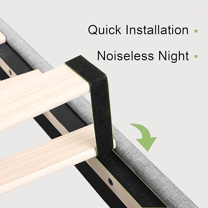 Feonase Full Bed Frame with Charging Station, Linen Upholstered Platform Bedframe with Wingback Headboard, Solid Wood Slats Support, Noise Free, No Box Spring Needed, Light Grey