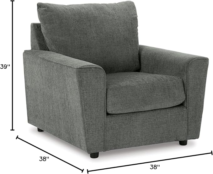 Signature Design by Ashley Stairatt Contemporary Square Upholstered Chair, Gray