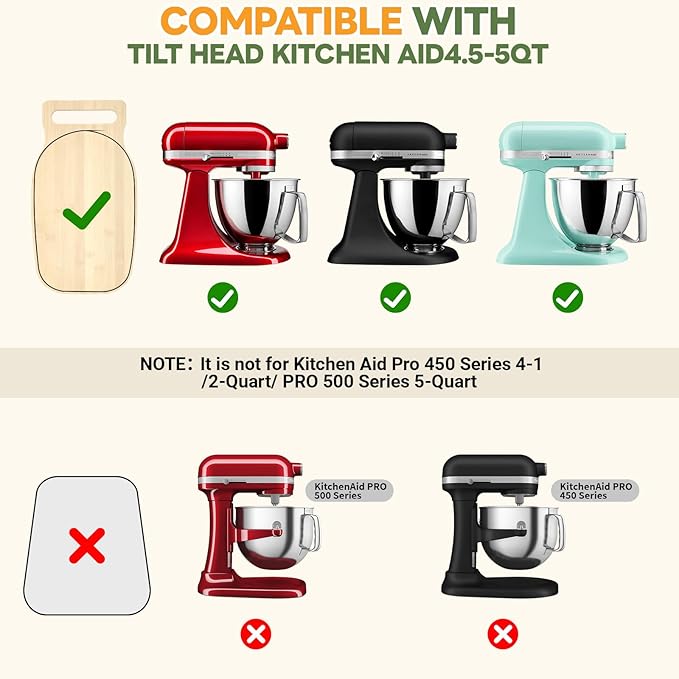 Mixer Slider Compatible with Kitchen aid Bowl Lift 4 .5-5 Qt Stand Mixer Natural Bamboo - Kitchen Countertop Storage Mover Sliding Caddy for Kitchen Aid 4 .5-5 Qt Mixer (Natural)