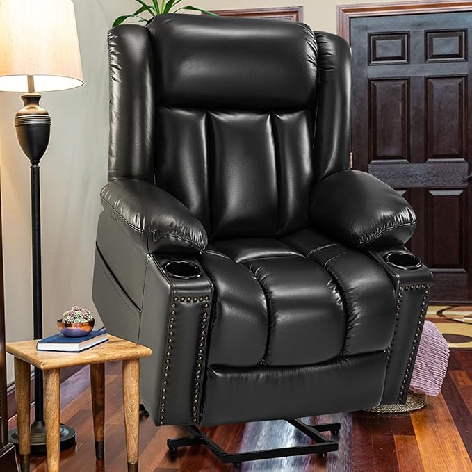 Small Power Lift Chairs Recliners for Petite Elderly, 3 Position Lift Recliner Chair for Small Space, Heating and Massage, USB-A USB-C, Cup Holder, Side Pocket Black