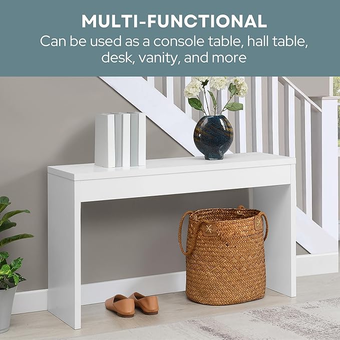 Convenience Concepts Northfield Hall Console Table 48" - Modern, Minimalist Narrow Sofa Display Accent for Contemporary Living Room, Entryway, or Hallway, White