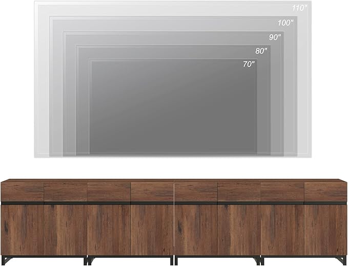 WAMPAT Modern TV Stand for TVs up to 120 inch, 4 in 1 Entertainment Center TV Console with Adjustable Shelves and Metal Base for Living Room,Bedroom,Brown