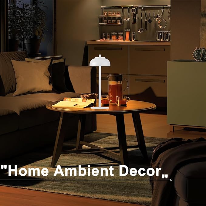 White Table Lamp Set of 2 Rechargeable,Table Lights Battery Operated-IP65 Waterproof-for Outdoor Patio/Restaurants/Home/Dinner/Table Lighting-Touch Control & Dimmable