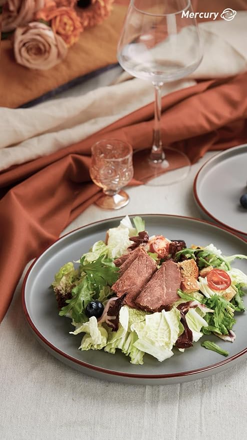 Famiware Mercury Plates and Bowls Sets, 12 Pieces Stoneware Dinnerware Sets, Dishes Set for 4, Microwave and Dishwasher Safe, Dark Grey