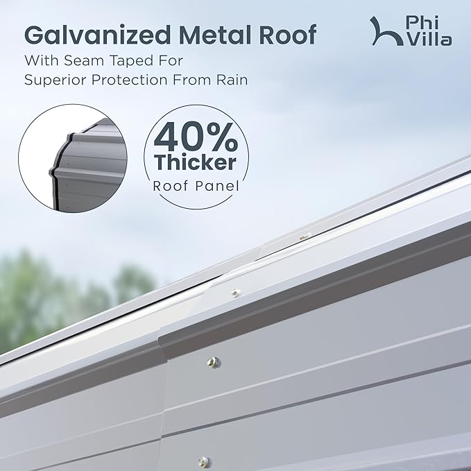 PHI VILLA 25 x 14 ft Heavy Duty Metal Carport with Galvanized Steel Roof for RVs, Cars, Boats, and Tractors