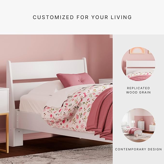 Signature Design by Ashley Socalle Coastal Panel Headboard, Twin, White