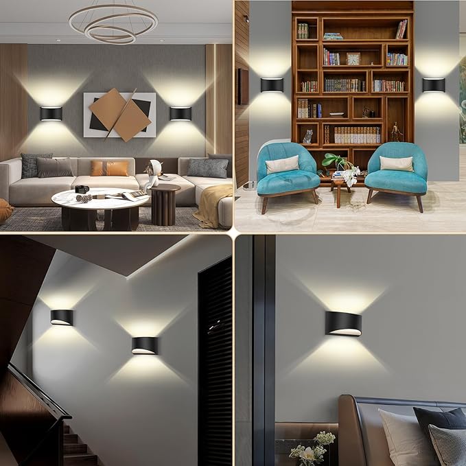 8 Pack Black Modern LED Wall Sconces Light Hardwired Wall Sconces Indoor Up and Down Sconces Wall Lamps Warm White 3000K(with G9 Bulbs)
