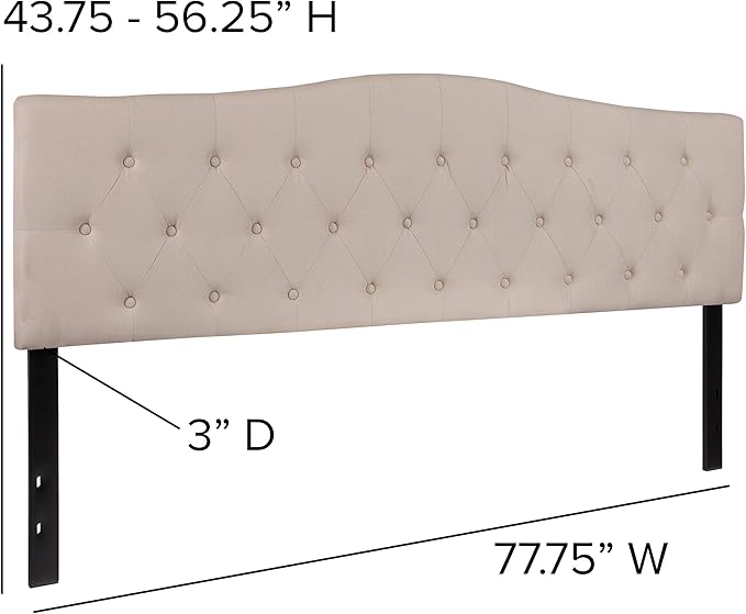 Flash Furniture Cambridge Tufted Upholstered King Size Headboard in Beige Fabric
