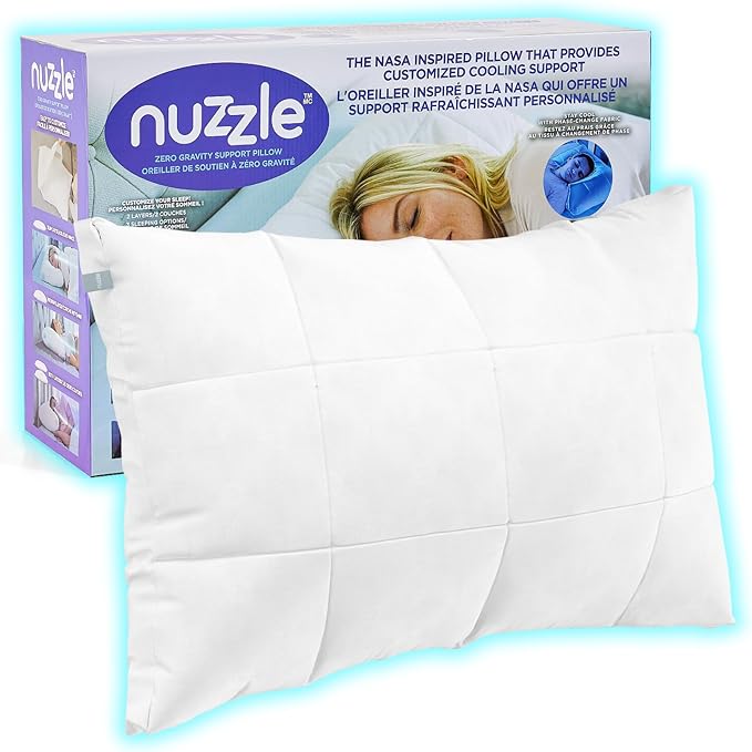 Nuzzle Cooling Adjustable Pillow for Adult Sleeping, Luxury Standard Size Bed Pillow Hotel Collection - Best Adjust Height Soft Firm Pillow for Back, Stomach or Hot Sleepers - Home Gifts