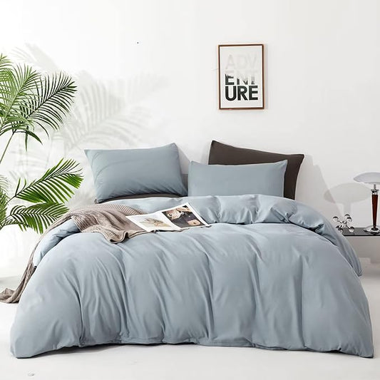 Luxlovery Light Blue Comforter Set Twin Dusty Blue Bedding Set Haze Blue Minimalist Bedding Set Soft Breathable Blanket Quilts Modern Modern Comforter Set