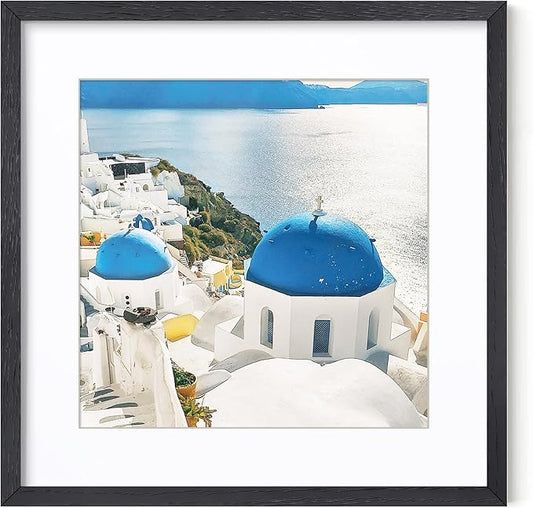 Axeman 16x16 Picture Frame with Mat for 12x12, Solid Oak Wood Square Picture Frame with Tempered Glass, Wooden Square Photo Frame 16''x16'' for Art Photo and Prints, Wall Hook Included, Black