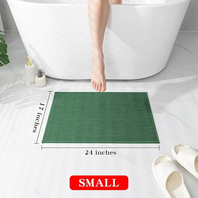 chakme Bathroom Rugs Mat 24x17, Ultra Thin Non Slip Bath Mat Small Quick Dry Absorbent Bath Mat for Bathroom Floor, (Green, 24"x17")