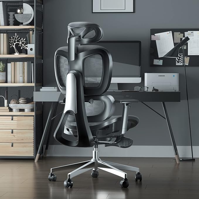 Ergonomic Mesh Office Chair with 3D Adjustable Armrest,Plastic Frame High Back Desk Computer Chair Ergo3d Ergonomic Office Chair with Wheels for Home & Office Black