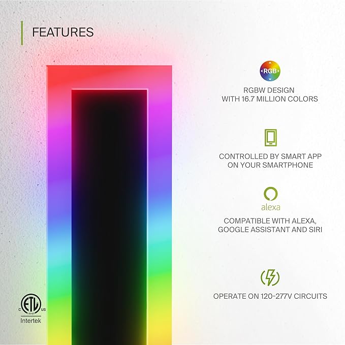 ASD LED 24" Long Wall Mount Light Fixture, Outdoor & Indoor Linear Sconce | RGBW, Smart, Waterproof, Anti-Rust, ETL Listed | 18W 1000LM 2700-6500K 100-277V | Exterior Porch Lighting | Black