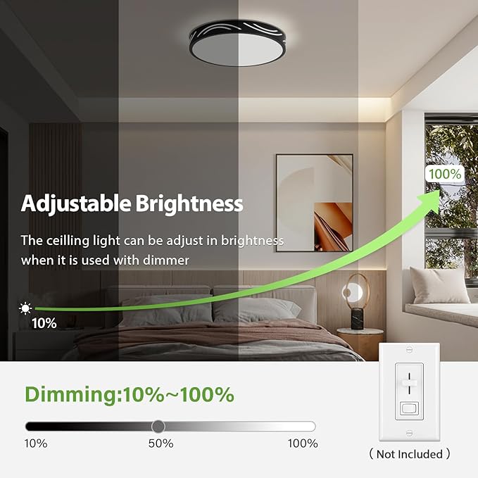 Modern Dimmable Ceiling Light Fixture,5CCT in One LED Flush Mount Kitchen Lights,Round Close to Ceiling Lamp for Hallway Entryway Bedroom Living Room Laundry Room Bathroom(Black,11.81 in,ETL Listed)