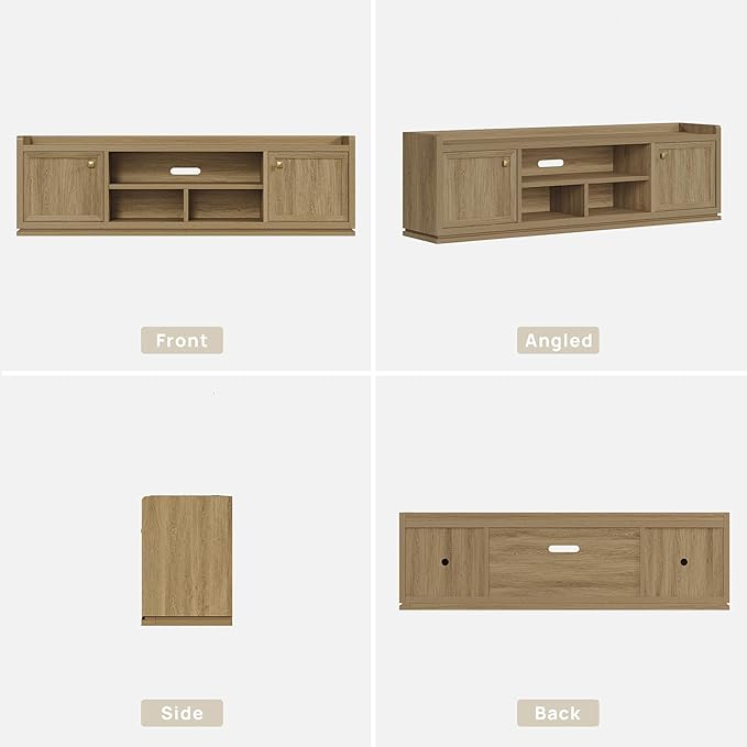 SICOTAS TV Stand Entertainment Center - 67" TV Console for Living Room Modern TV Stand for Bedroom, Media Console with Shelf and Cabinet, Entertainment Stand for TVs up to 65 75 Inch(Brown Oak)