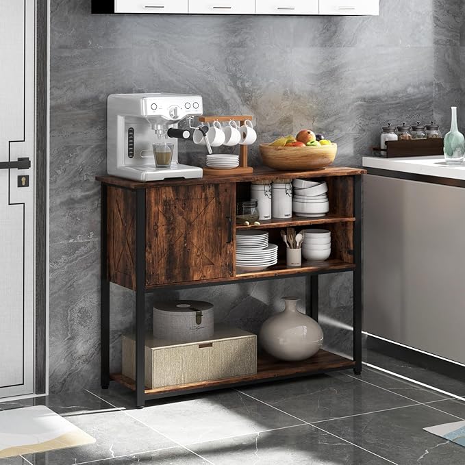 41" Console Table with Storage Shelf, Entryway Table with Storage, Behind Couch Table, Sofa Table for Entryway, Hallway, Living Room, Foyer, Kitchen, Rustic Brown